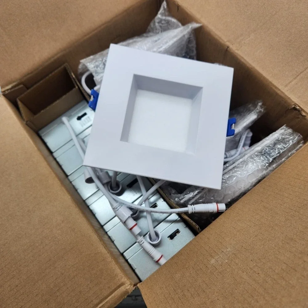 Adetu 4 Inch LED Recessed Downlight 12W 1080LM Dimmable 5CCT White Square 6 Pack